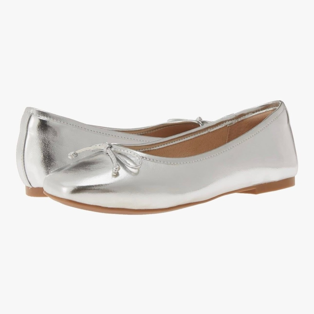 NEW WOMENS THE DROP SILVER METALLIC FLATS SHOES